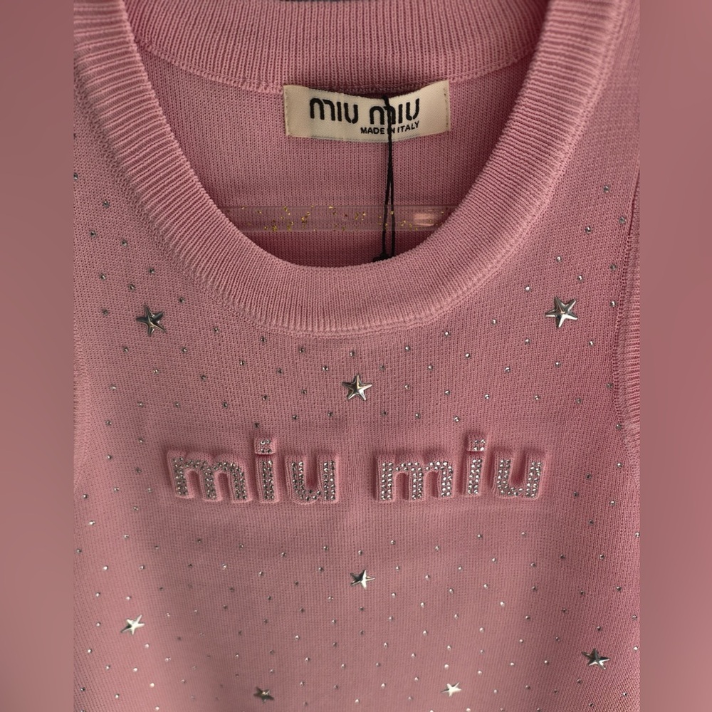 Miu Miu Pink Y2K Sequined Tank Top - Picture 5 of 6